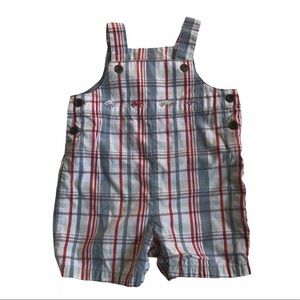 Janie And Jack Plaid Car Embroidered Overalls 0-3M